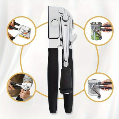 Manual Can Opener Stainless Steel Commercial Grade with Handle Dual Can and Bottle Opener for Restaurant and Home Kitchen Use