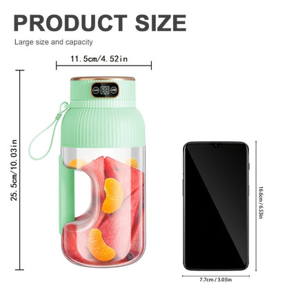 Portable Blender Cup with Top Digital Display, Integrated Side Grip, Travel Cover and Green or White Options
