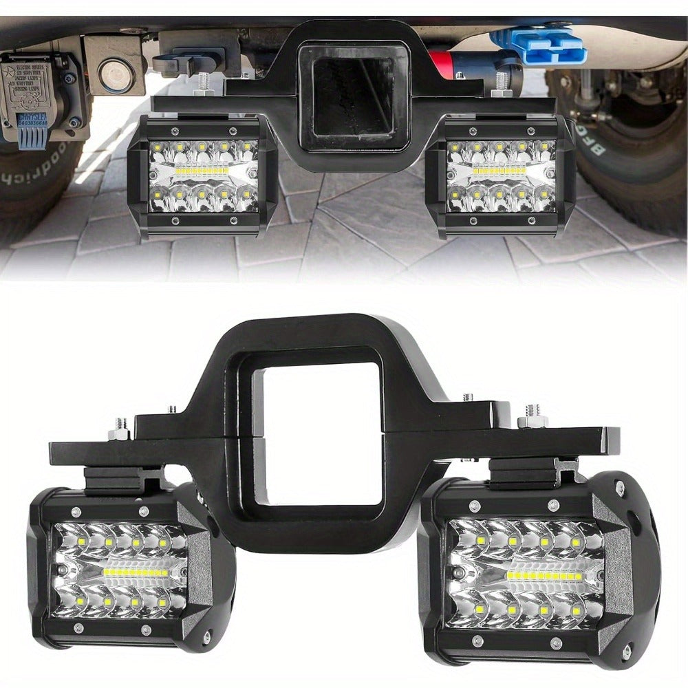 Hitch Mount LED Work Light 4-Inch 18W, 3000+ Lumen Off-Road Spot Light with 2-Inch Tow Hitch Bracket for Truck Trailer SUV Pickup, Die-Cast Aluminum, No Battery Required
