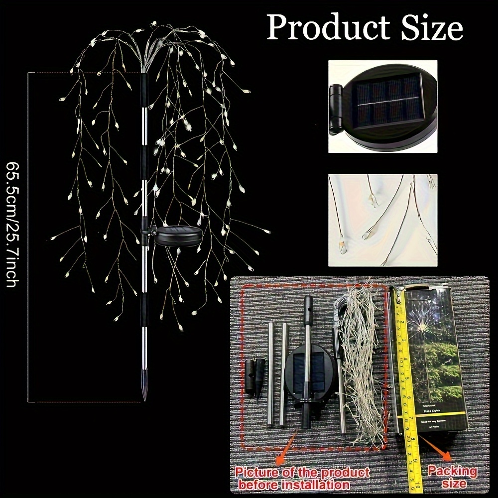 Solar Firecracker Cluster String Lights with 120 LEDs in Warm Color or Multicolor Checkout Options
