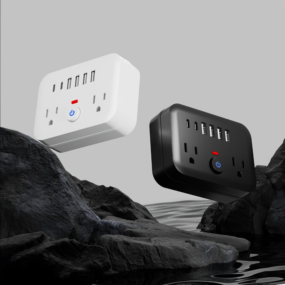 Surge Protector Power Strip 8-in-1 Mini Wall Adapter with 2 AC Outlets, 4 USB-A, 2 USB-C and One or Two-Pack Options