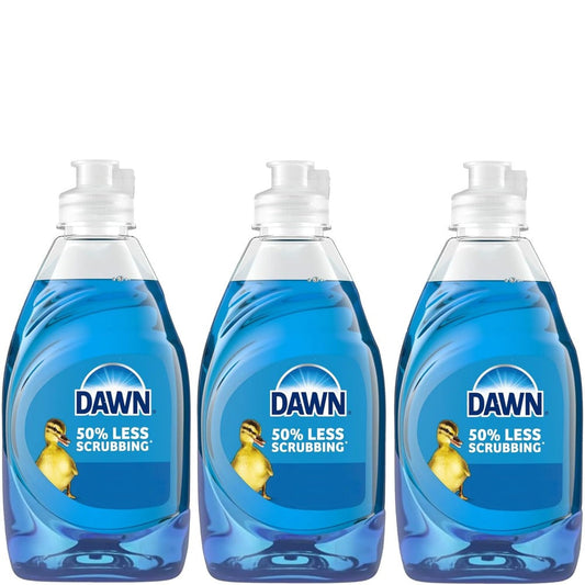 Dawn Ultra Dish Soap Original Scent Value Pack of 3 x 7.5 oz Grease Cutting Dishwashing Liquid for Kitchen Tough Stains Squeaky Clean Dishes Everyday Use