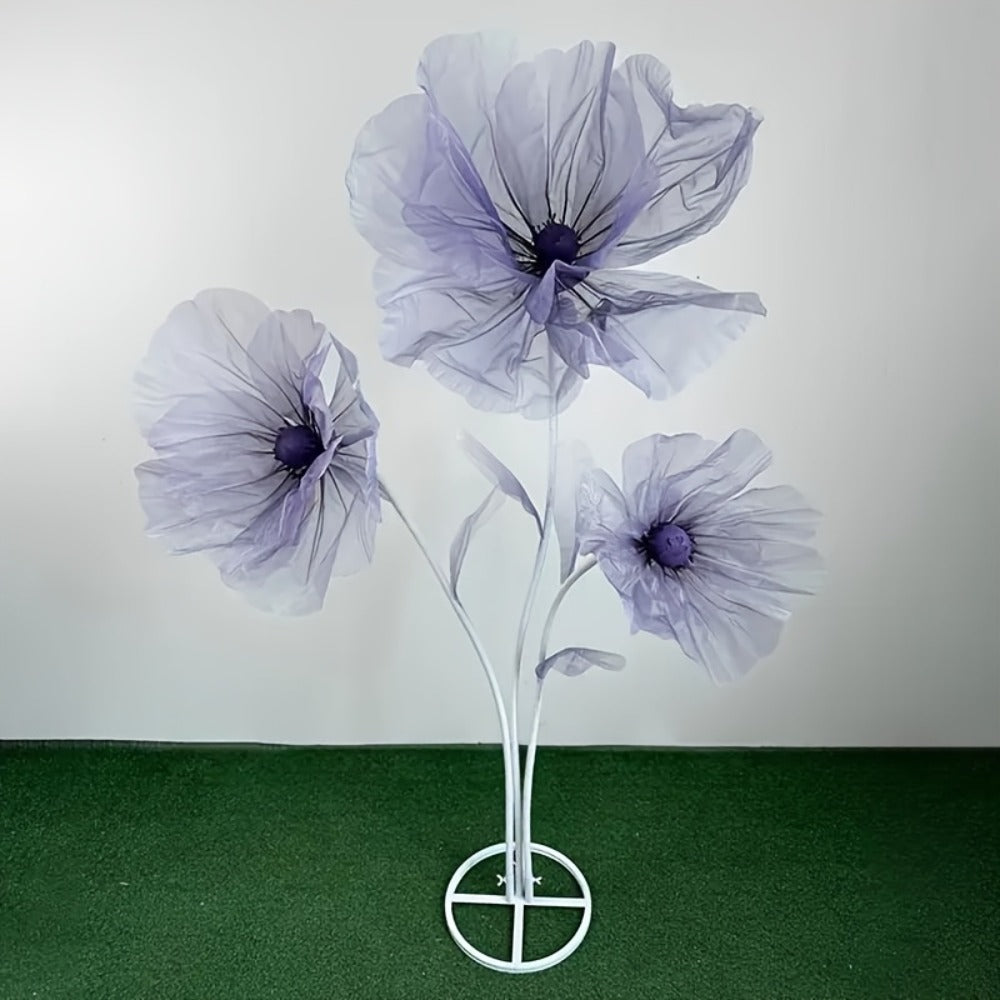 Artificial Flowers Giant Three-Piece Silk Mesh Display Set with Base, Branches and Eight Color Options