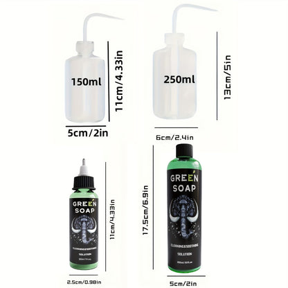 Tattoo Green Soap Cleansing Solution Kit - Professional Tattoo Wash Soap with Squeeze Bottle, Safe Moisturizing Foam for Tattoo Artists Skin Care & Color Preservation
