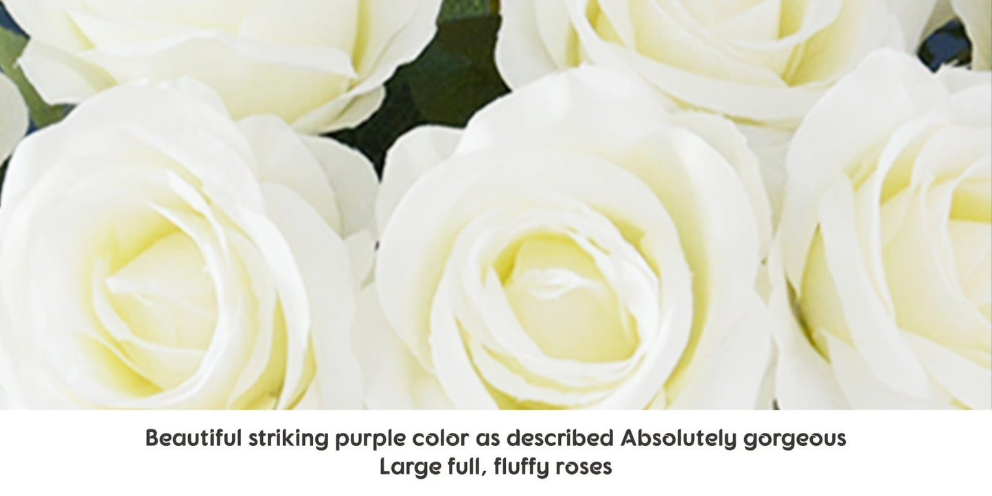 Artificial Flowers 10-Piece Silk Rose Set with 19.69-Inch Bendable Stems in Deep Purple or Dark Green