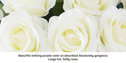 Artificial Flowers 10-Piece Silk Rose Set with 19.69-Inch Bendable Stems in Deep Purple or Dark Green