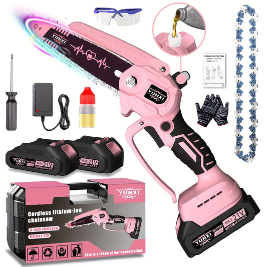 Cordless Electric Pruning Saw Handheld Mini Chainsaw Wireless Portable Tree Branch Cutter with Safety Lock Rechargeable Battery for Yard Garden Trimming