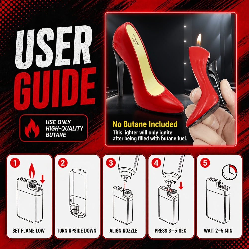 High Heel Shaped Lighter Refillable Butane – Cute Novelty Windproof Flame Lighter for Women, Adjustable Flame, Metal Body, Perfect Gift for Girlfriend Birthday Valentine’s Day Anniversary (No Butane)