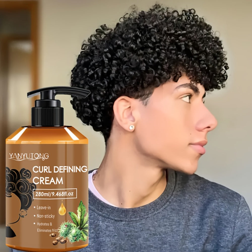 Curl Setting Cream with Castor Oil 280ml - Moisturizing Long-Lasting Curl Definition & Frizz Control, Non-Greasy Lightweight Formula for Wavy, Curly & Straight Hair, Women & Men
