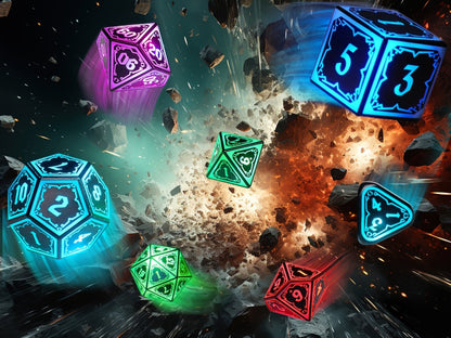 RGB LED DND Dice Set Rechargeable 7pcs, Illuminated Polyhedral Dice with Type-C Charging Case for D&D RPG Tabletop Games