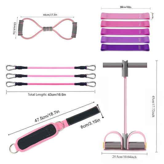 Fitness Equipment Resistance Kit with Fabric Bands, Tube Puller, Figure-8 Loops and Pedal Puller