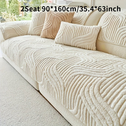 Sofa Cover Plush Shu Velveteen Non-Slip Couch Slipcover Breathable Pet-Proof Vintage Style for Living Room Bedroom Office 2 3 4 Seater