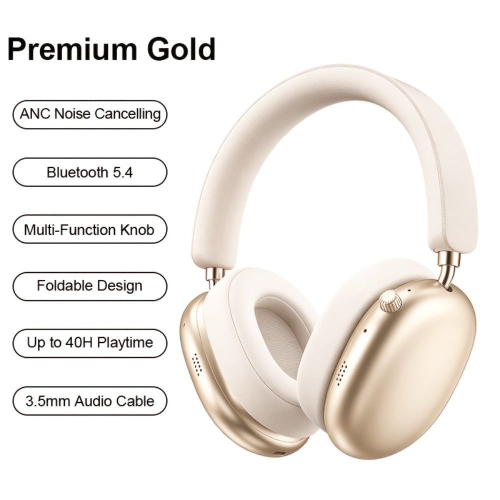 Foldable ANC Over-Ear Headphones with Bluetooth 5.4, Built-In Microphone and Three Color Options for Travel