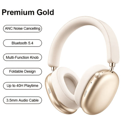 Foldable ANC Over-Ear Headphones with Bluetooth 5.4, Built-In Microphone and Three Color Options for Travel