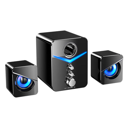 USB Powered Computer Speakers with Subwoofer, 3.5mm Aux Wired Desktop PC Laptop Speaker System, Dual 2" Tweeter + 3" Subwoofer, 10W Stereo Sound for Gaming Home Office