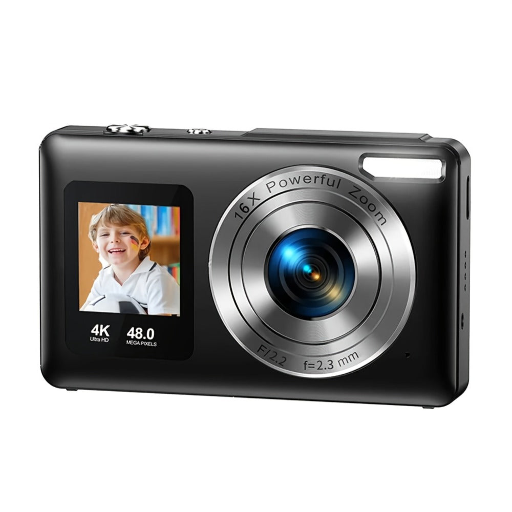 4K Dual Screen Digital Camera 18X Zoom Vlogging Camera with Anti-Shake 64GB Card & 2 Batteries