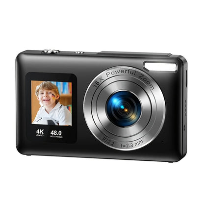 4K Dual Screen Digital Camera 18X Zoom Vlogging Camera with Anti-Shake 64GB Card & 2 Batteries