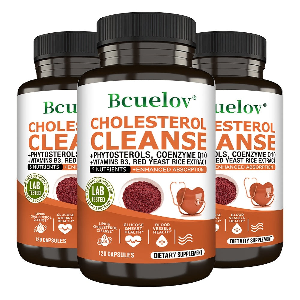 Herbal Supplement with Bcuelov Label, Phytosterols CoQ10 and Red Yeast Rice Capsules, 120 Count