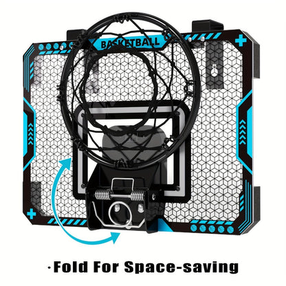 Over Door Basketball Hoop with LED Lights & Electronic Scoreboard, Mini Hoop Set with 4 Balls for Kids Teens Adults