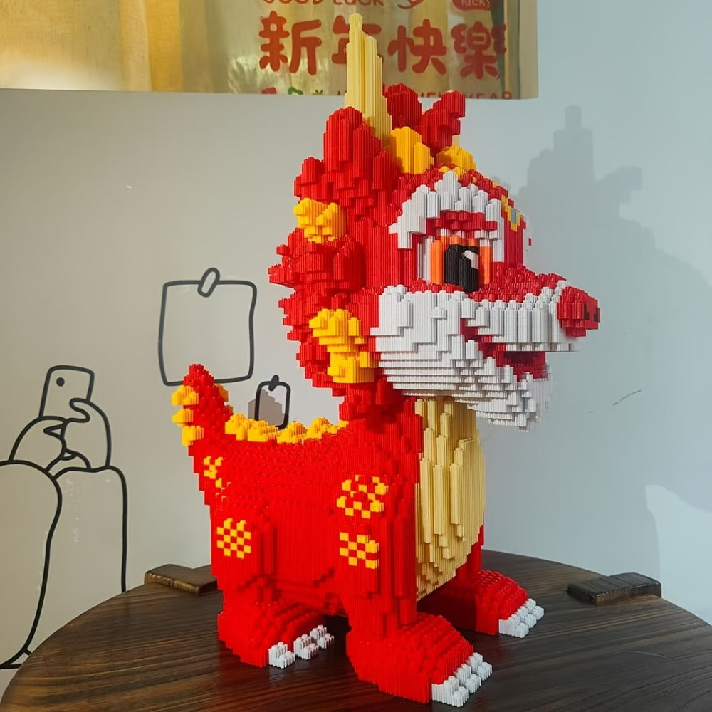 4500-Piece Chinese Dragon 3D Assembly Set in Mixed Colors, Model 8843 for Adult Holiday Display Decor