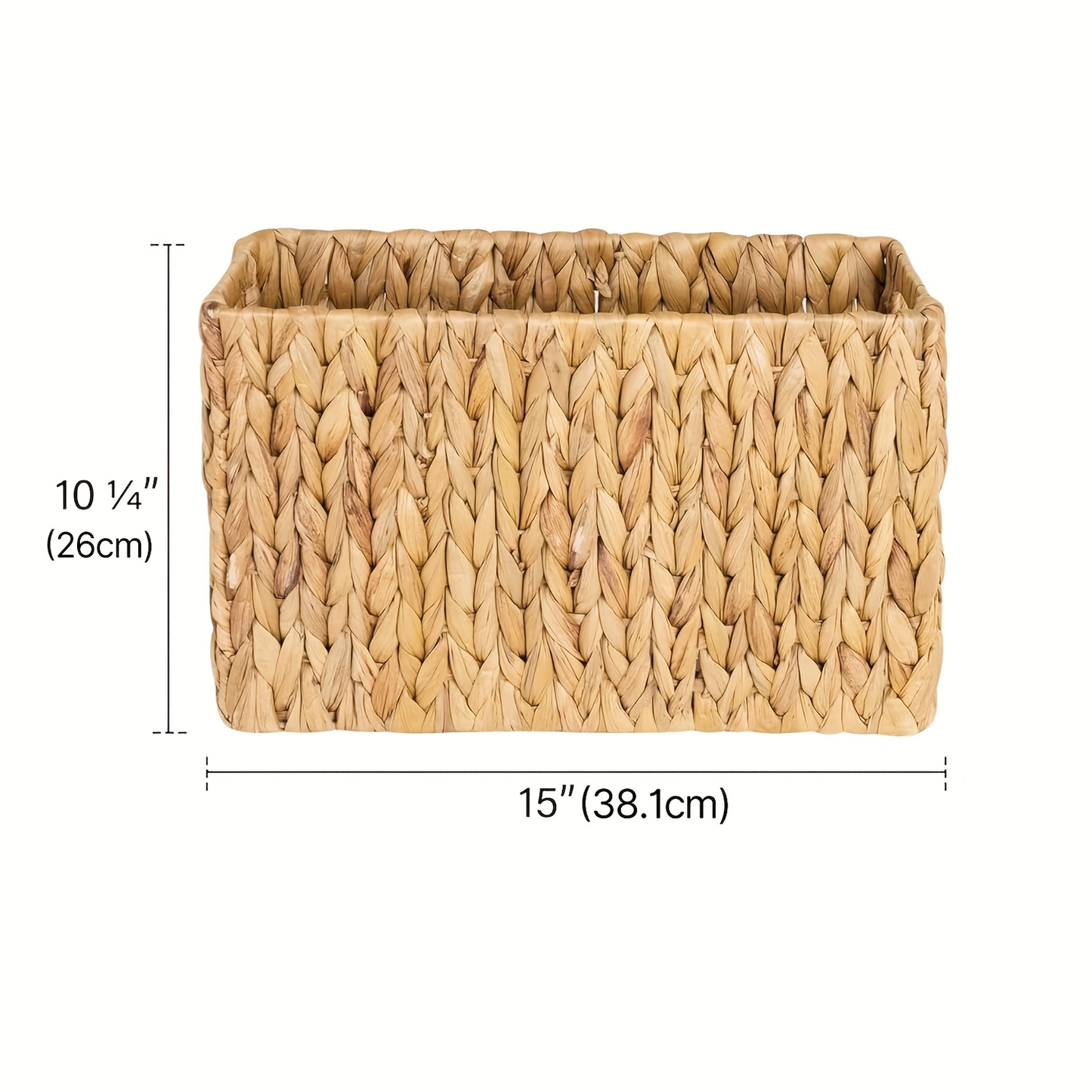 Magazine Holder Basket - Hand Woven Water Hyacinth Wicker Organizer for Bathroom, Office, Living Room, Bedroom Storage & Boho Home Decor, 15x6x10in
