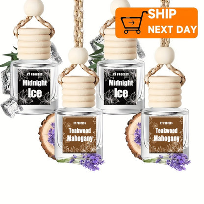 Car Air Freshener 4-Bottle Gift Set – Hanging Diffuser with 60-Day Lasting Fragrance, Multiple Scent Styles for Car Interior, Perfect Holiday Gift for Friends & Family