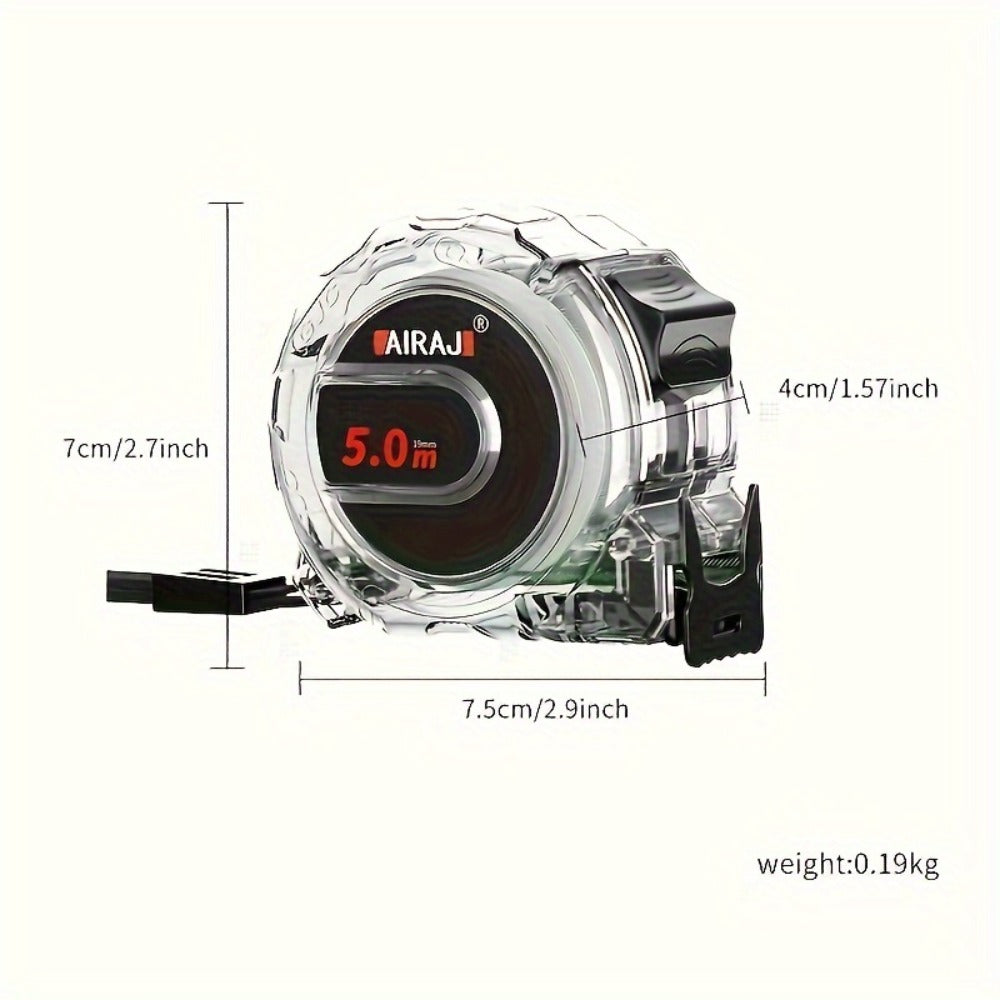Fluorescent Metric Tape Measure with Wide Blade in 5, 7 or 10-Meter Length and 19 or 25 mm Width