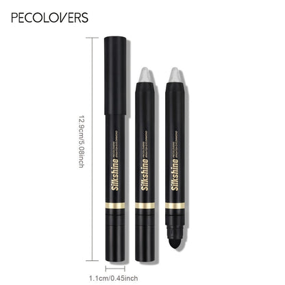 Shimmer Glitter Eyeshadow Stick Set 6 Pcs Dual-Tipped Eye Pencil with Blending Brush Creamy Pigmented Eye Contouring Highlighting Kit Multicolor Shades for Women Beginner Pro Gift