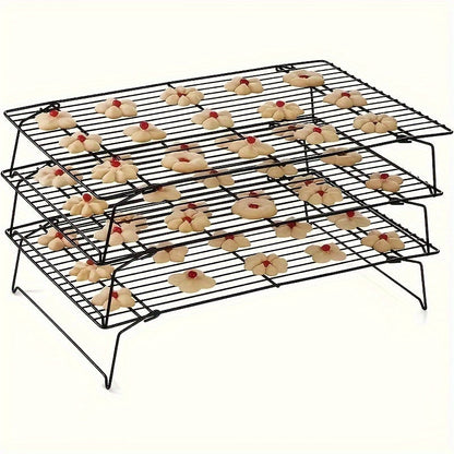 Cooling Rack for Baking Set of 3 Collapsible Stackable Wire Rack Oven Safe Stainless Steel Cookie Cooling Rack Kitchen Baking Rack for Cake Bread Cookies Roasting Air Frying