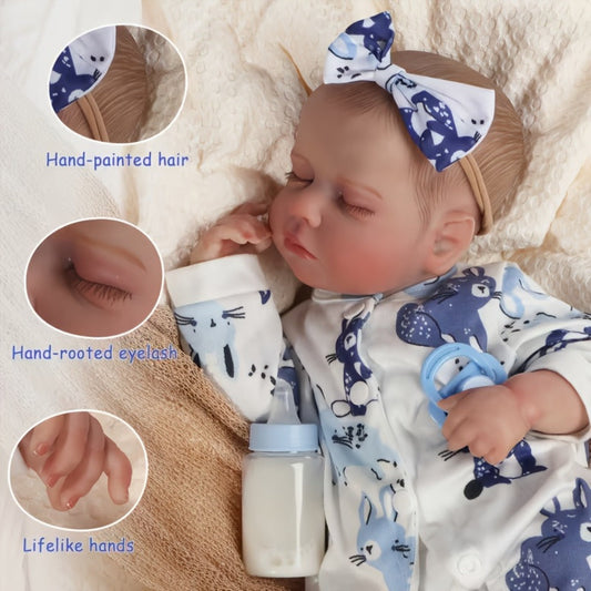 Reborn Baby Doll 18 Inch Realistic Newborn Body – Colorlizard 45cm Lifelike Baby Doll Sleeping or Open-Eyed, Safe for Kids Ages 3+, Birthday Halloween Christmas Gift for Girls & Collectors