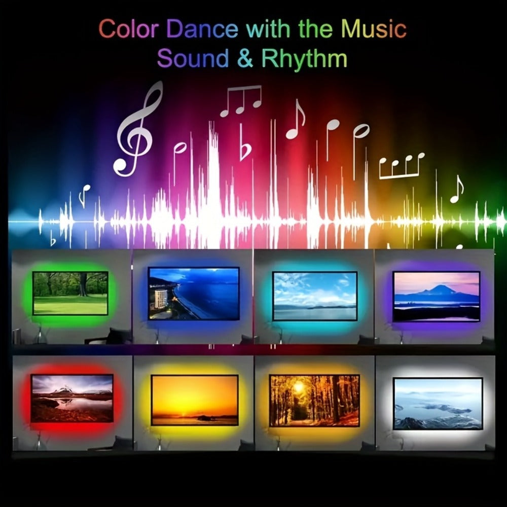 16.4ft USB-Powered RGB LED Strip Light Kit with Music Mode, 20-Key IR Remote and Indoor Setup Format