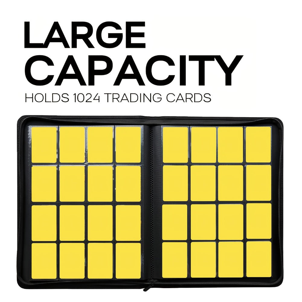 Blue Ringless Trading Card Binder with 16-Pocket Side-Loading Pages, Full Zipper and Large-Capacity Layout
