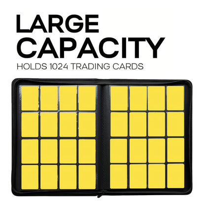 Blue Ringless Trading Card Binder with 16-Pocket Side-Loading Pages, Full Zipper and Large-Capacity Layout