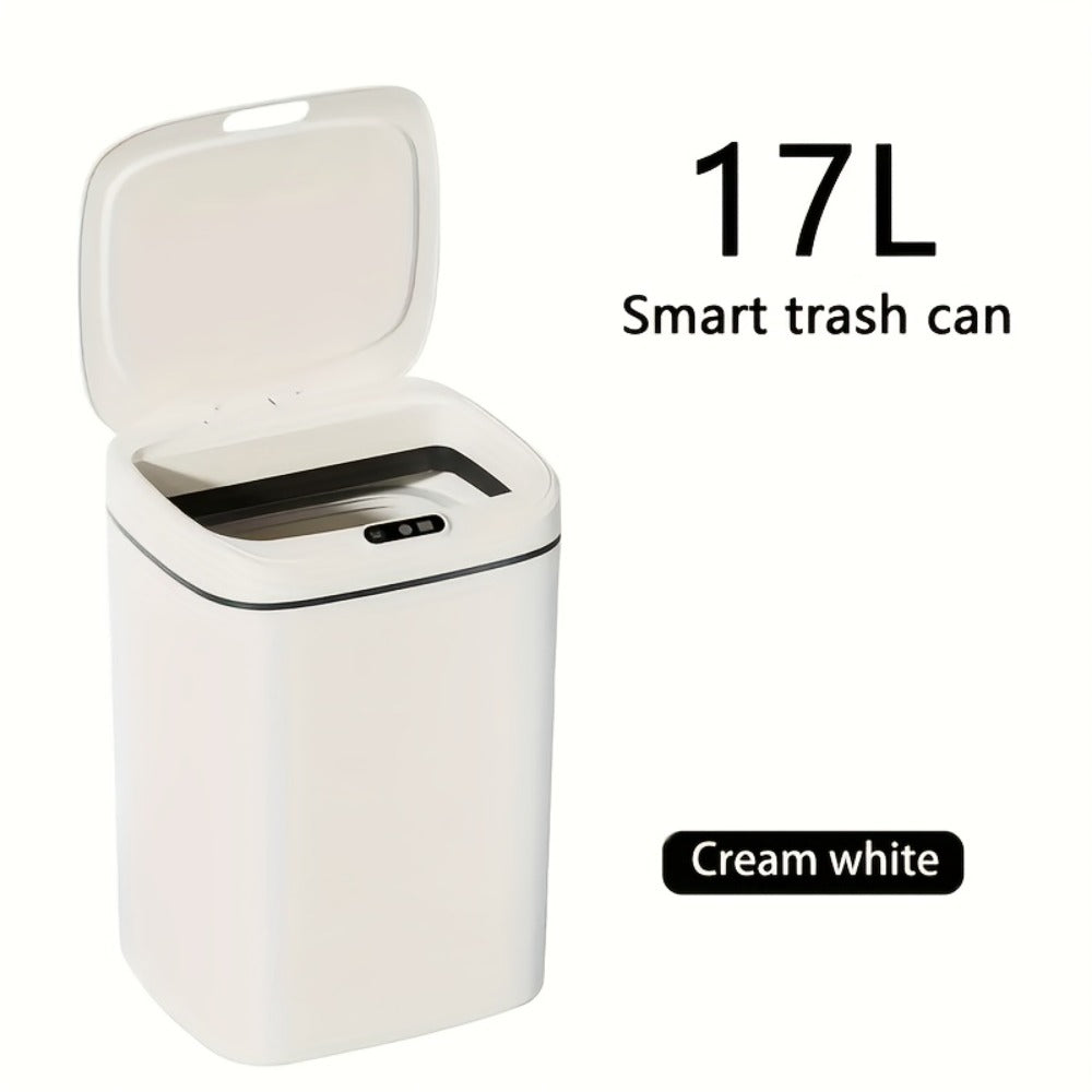 Touchless Trash Can Automatic Sensor Lid Hands-Free – Infrared Motion Detection, Battery Powered Cordless, Smart Waste Bin for Kitchen Bathroom Office Bedroom Hotel, Modern White Design 2.91 Gal & 4.49 Gal