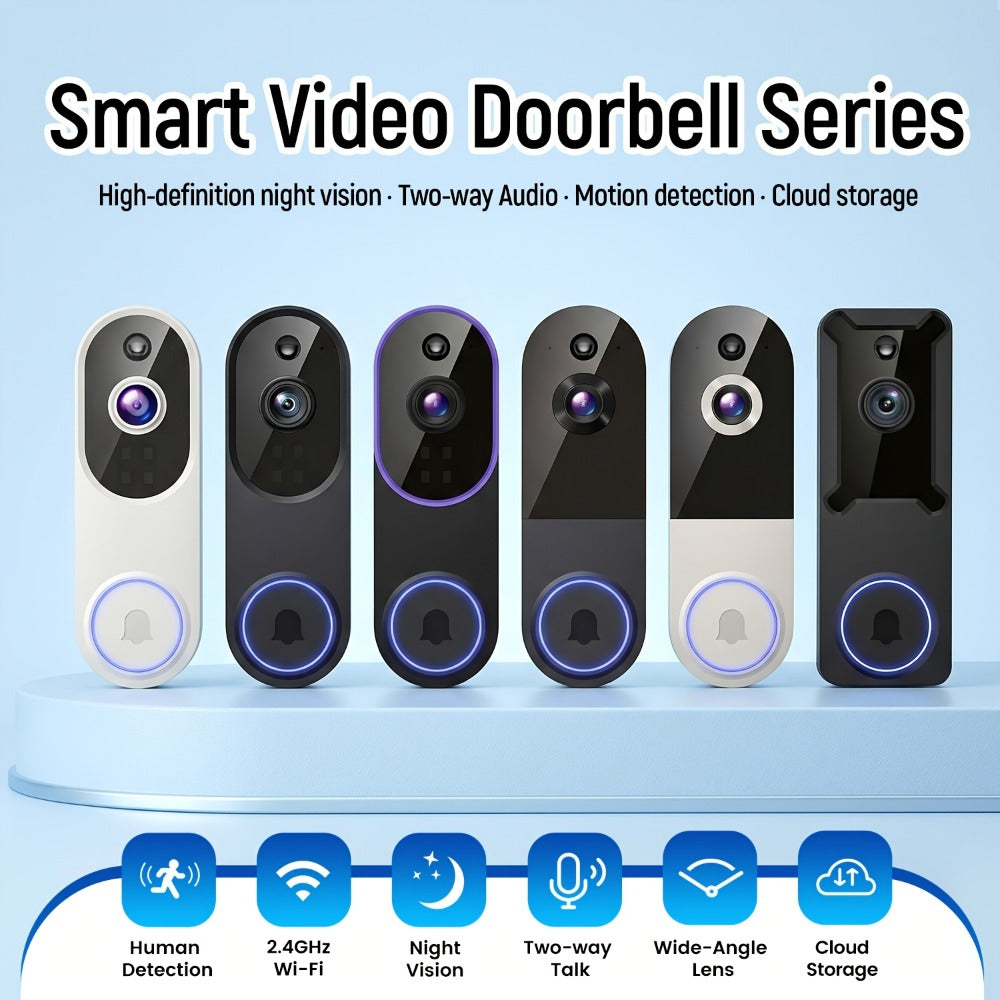 166° Ultra Wide Angle Smart Doorbell Camera 2K HD Wireless WiFi, AI Human Detection, Two-Way Audio