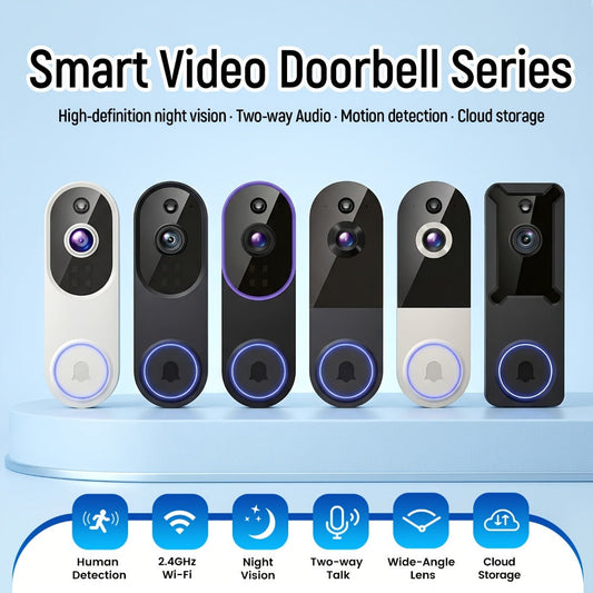 166° Ultra Wide Angle Smart Doorbell Camera 2K HD Wireless WiFi – AI Human Detection, Two-Way Audio, Night Vision, Cloud Storage, Rechargeable Battery, 2.4GHz, Black Linen Purple