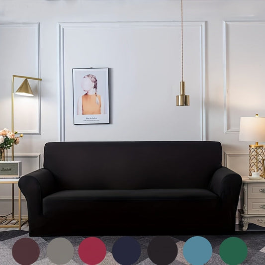 Sofa Cover Solid-Color Fitted Slipcover Options for 1, 2, 3 or 4-Seater Sofas and Separate Pillowcase