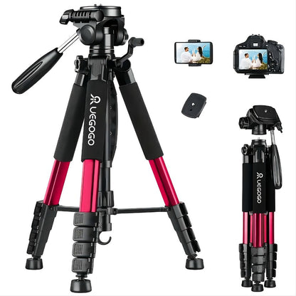 74-Inch Heavy-Duty Camera Tripod with Phone Holder Quick Release Plate & Carry Bag Professional DSLR Video Stand for Canon Nikon Sony Compatible with Cell Phones Projector Travel Tripod