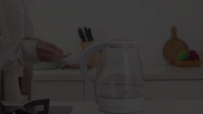 Glass Electric Kettle 1200W Fast Boiling – 57.48oz Tea Kettle with LED Indicator, Auto Shut-Off & Boil-Dry Protection, Elegant Transparent Design for Kitchen, Office & Camping