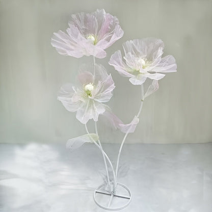 Artificial Flowers Giant Three-Piece Silk Mesh Display Set with Base, Branches and Eight Color Options