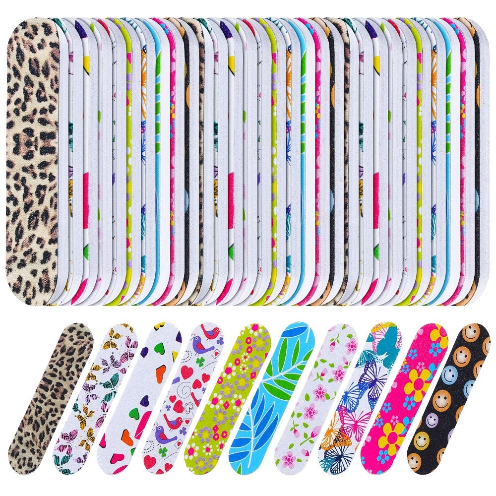 Nail Files Bulk 150 Pack Double Sided Emery Board Colorful Floral Oval Shape Disposable Nail File Set for Nail Shaping Smoothing Home Manicure Pedicure Salon Supply Women
