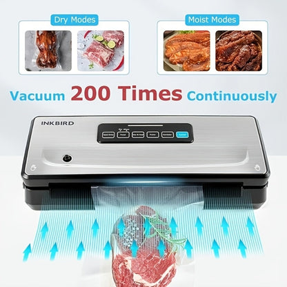 Vacuum Sealer Machine 85KPA, INKBIRD 10-in-1 Food Sealer with Bag Storage, Built-In Cutter, Moist/Dry/Pulse/Liquid/Canister Modes