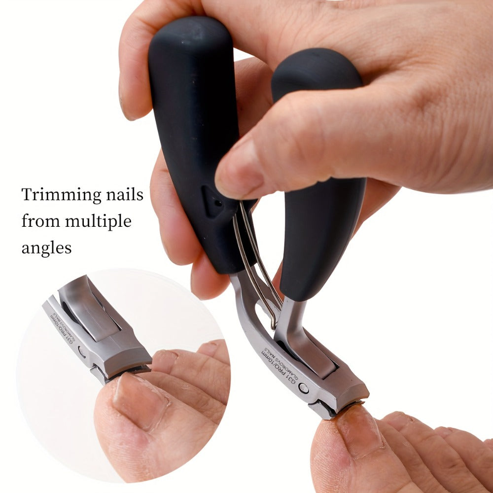 Two-Piece Nail Tool Set with Black-Handle Clipper and Slim Angled Detail Tool in Fitted Shapes