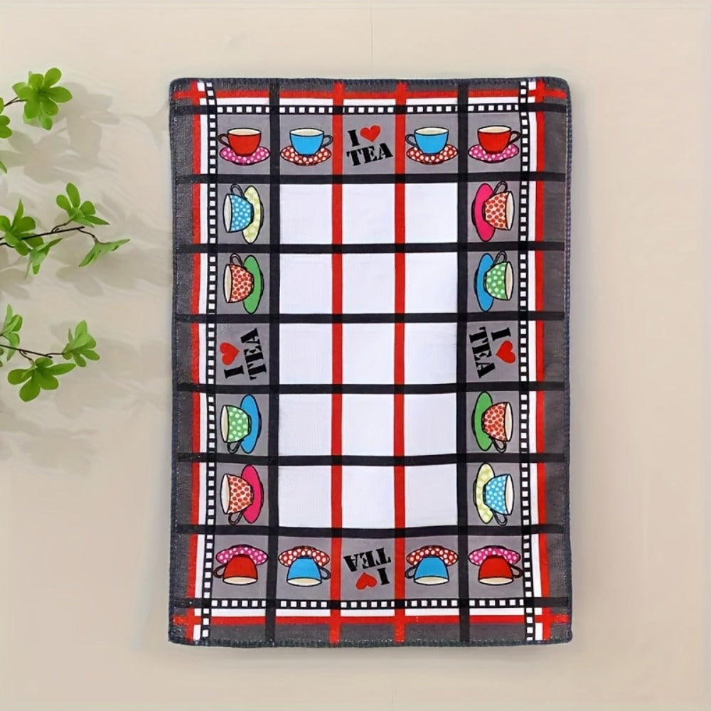 Six-Piece Printed Kitchen Towel Set, Approximately 60 x 40cm Each in Combination A or B Designs