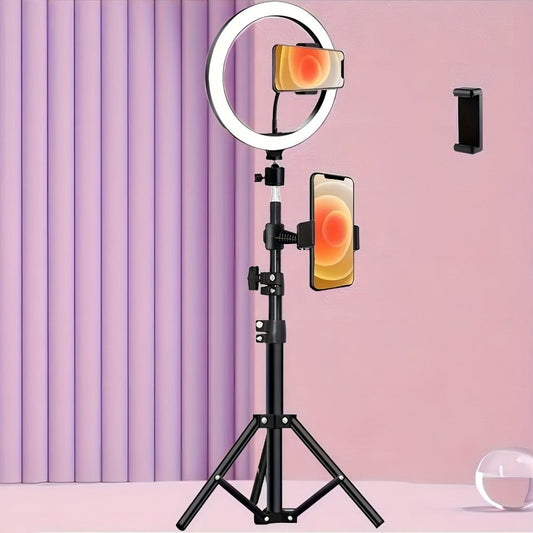 Desk Tripod Ring Light 10 12 Inch with Phone Stand, Adjustable Height 15 to 43 Inches, Dimmable LED Circular Light for Selfie Photography, Makeup, YouTube, TikTok & Live Streaming