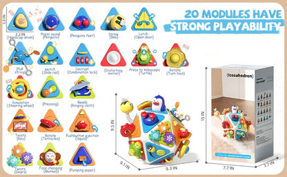 21-in-1 Toddler Busy Board Activity Cube – Early Educational Sensory Toy for Boys & Girls Ages 1-3 | Travel Toy | 1st Birthday & Christmas Gift for Kids