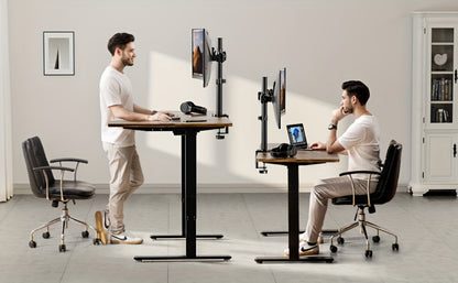 Single & Dual Monitor Mount for 13-32 Inch Screens, VESA Desk Mount Arm, 19.8 lbs Capacity, 16.3" Height Extension, ±45° Tilt ±90° Swivel, Heavy-Duty Steel C-Clamp & Grommet Base, Space-Saving Home Office Stand