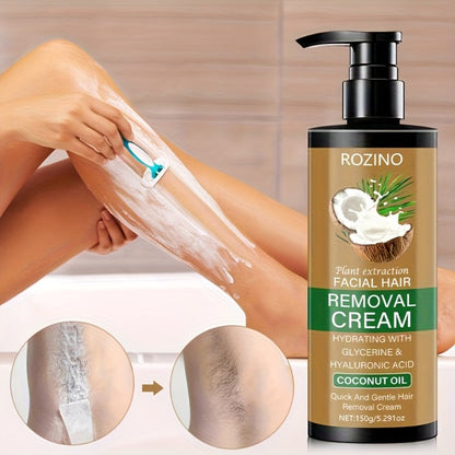 Hair Removal Cream ROZINO 150g Coconut Oil Pump Bottle with Carton for External Body Grooming