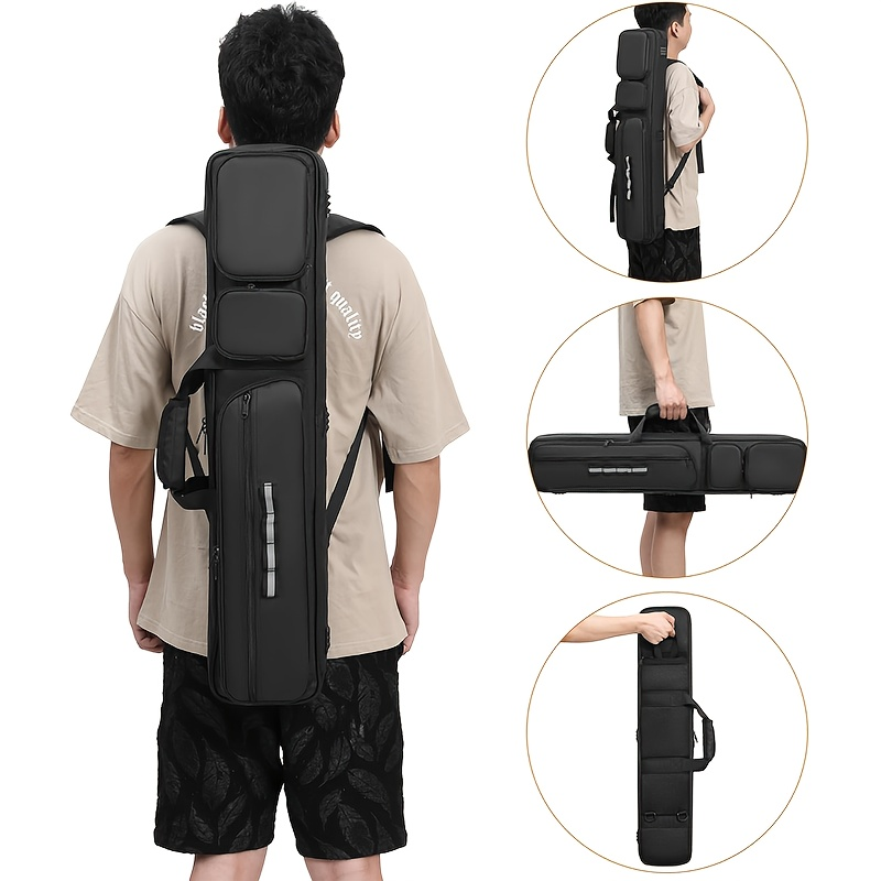Black Billiard Cue Carrying Case with Backpack Straps, Top Handle and Front Accessory Pockets