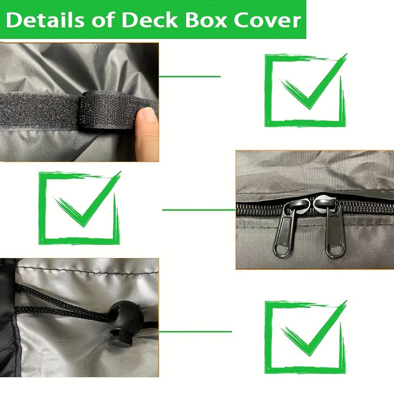 Deck Box Cover with Displayed 58 x 28 x 24-Inch Size, Black Rectangular Form and Double Zipper Opening
